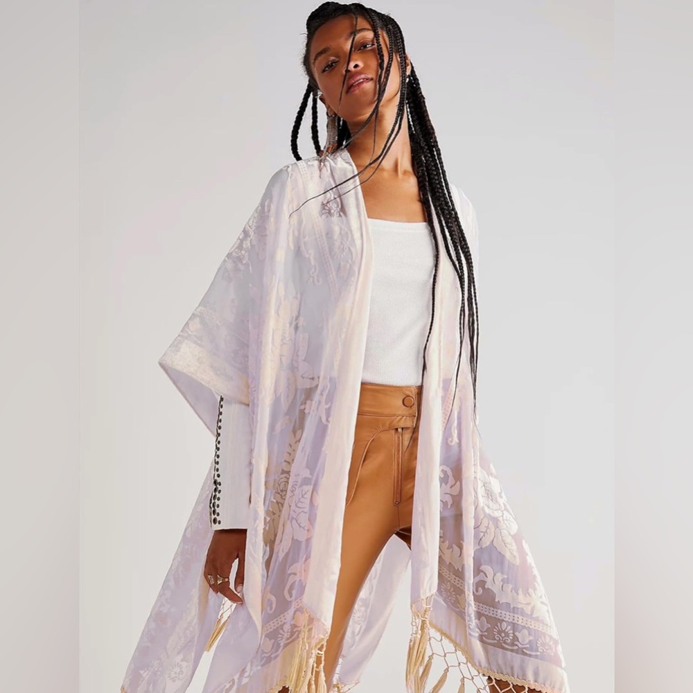 Sale!🔥 WeHello Velvet Kimono Long Cardigan Cover Up with Tassels.